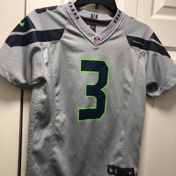 Nike On Field NFL Seattle Seahawks #3 Wilson Youth Boy's Gray Football Jersey - Picture 8 of 15